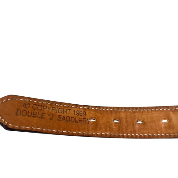 Double J Saddlery Belt Western Hair On Leather Turquoise Studded Belt 32